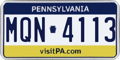 PA license plate MQN4113