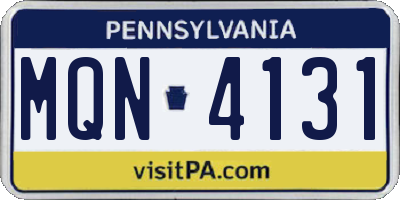 PA license plate MQN4131
