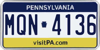 PA license plate MQN4136