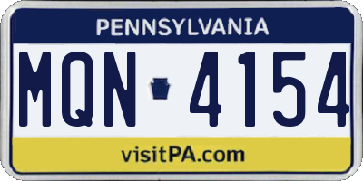 PA license plate MQN4154