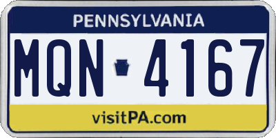 PA license plate MQN4167