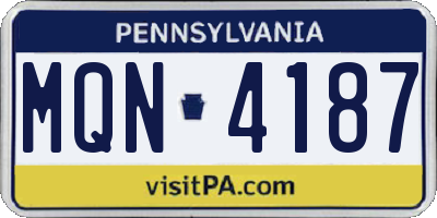 PA license plate MQN4187