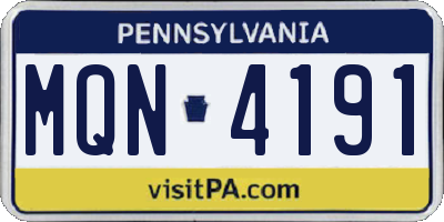 PA license plate MQN4191