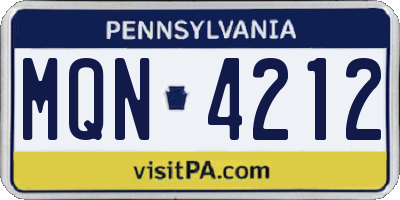 PA license plate MQN4212
