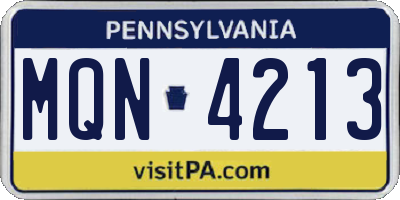 PA license plate MQN4213