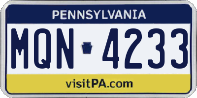 PA license plate MQN4233