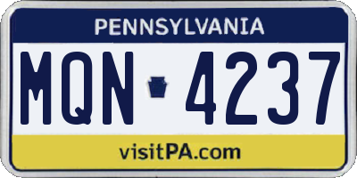 PA license plate MQN4237