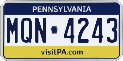 PA license plate MQN4243