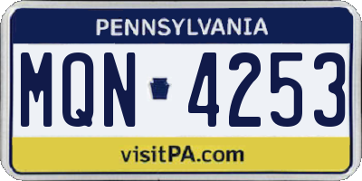PA license plate MQN4253