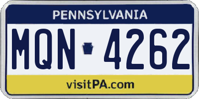 PA license plate MQN4262