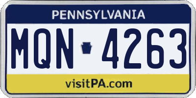 PA license plate MQN4263