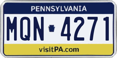 PA license plate MQN4271