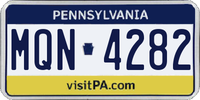 PA license plate MQN4282