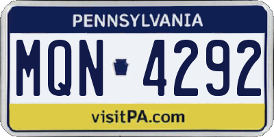 PA license plate MQN4292