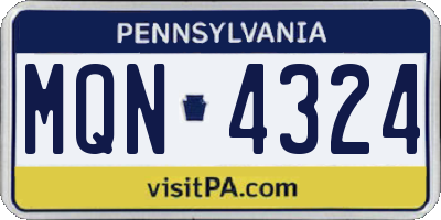 PA license plate MQN4324