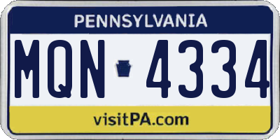 PA license plate MQN4334