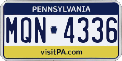 PA license plate MQN4336