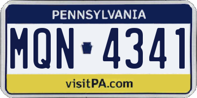 PA license plate MQN4341