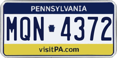 PA license plate MQN4372