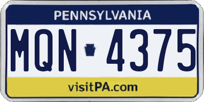 PA license plate MQN4375
