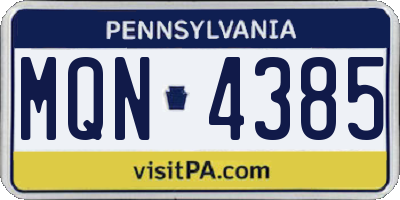 PA license plate MQN4385