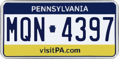 PA license plate MQN4397