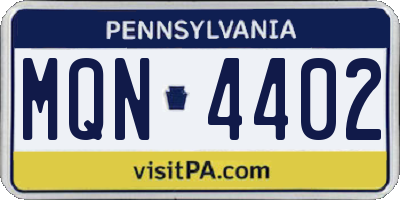 PA license plate MQN4402