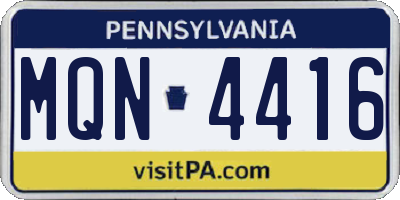 PA license plate MQN4416