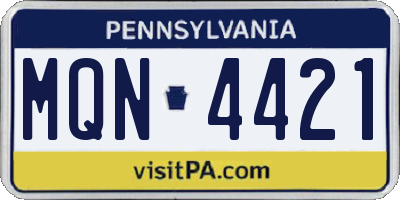 PA license plate MQN4421