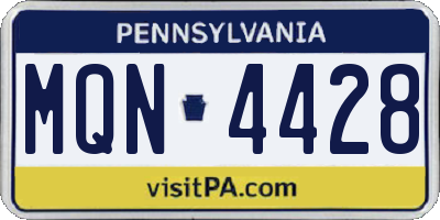 PA license plate MQN4428
