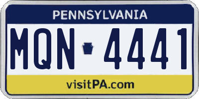 PA license plate MQN4441