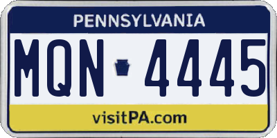 PA license plate MQN4445