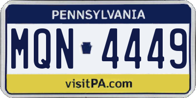 PA license plate MQN4449