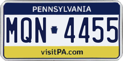 PA license plate MQN4455
