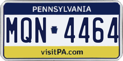 PA license plate MQN4464