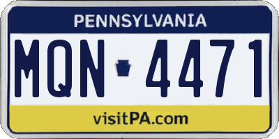 PA license plate MQN4471