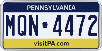 PA license plate MQN4472