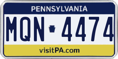 PA license plate MQN4474