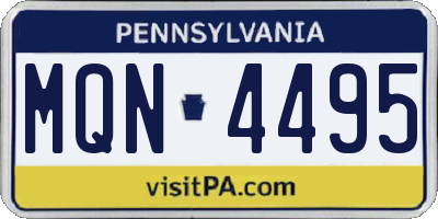 PA license plate MQN4495
