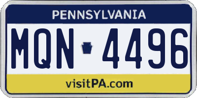 PA license plate MQN4496