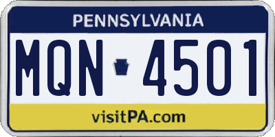 PA license plate MQN4501