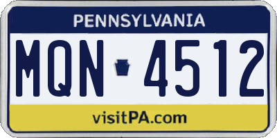 PA license plate MQN4512