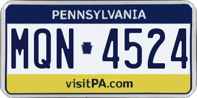 PA license plate MQN4524