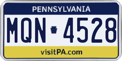 PA license plate MQN4528