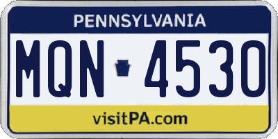 PA license plate MQN4530