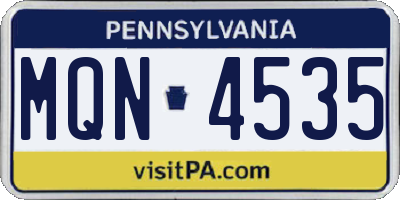 PA license plate MQN4535