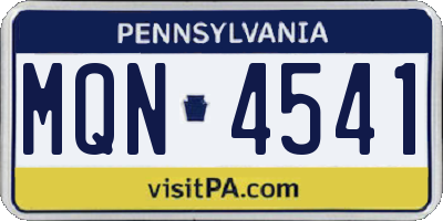 PA license plate MQN4541