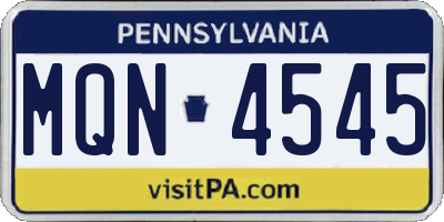 PA license plate MQN4545