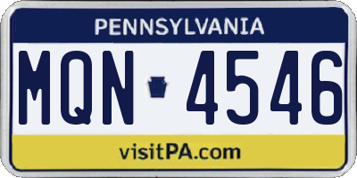 PA license plate MQN4546