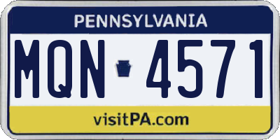 PA license plate MQN4571